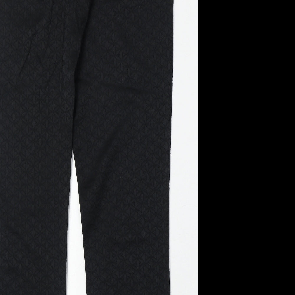 Wallis Womens Black Geometric Cotton Straight Jeans Size 10 Regular Zip