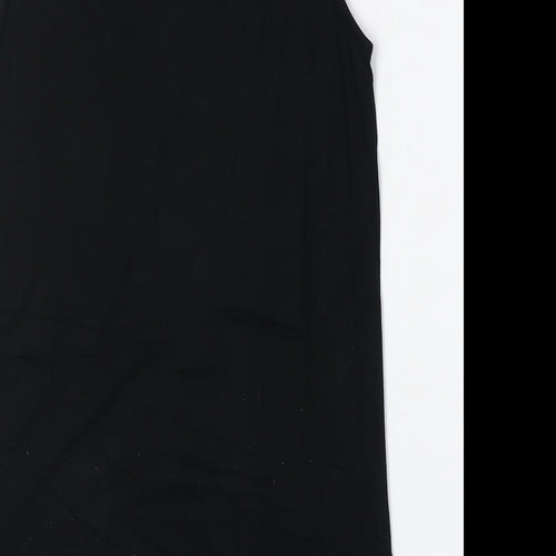NEXT Womens Black Viscose Basic Tank Size 8 Round Neck - Lace Details