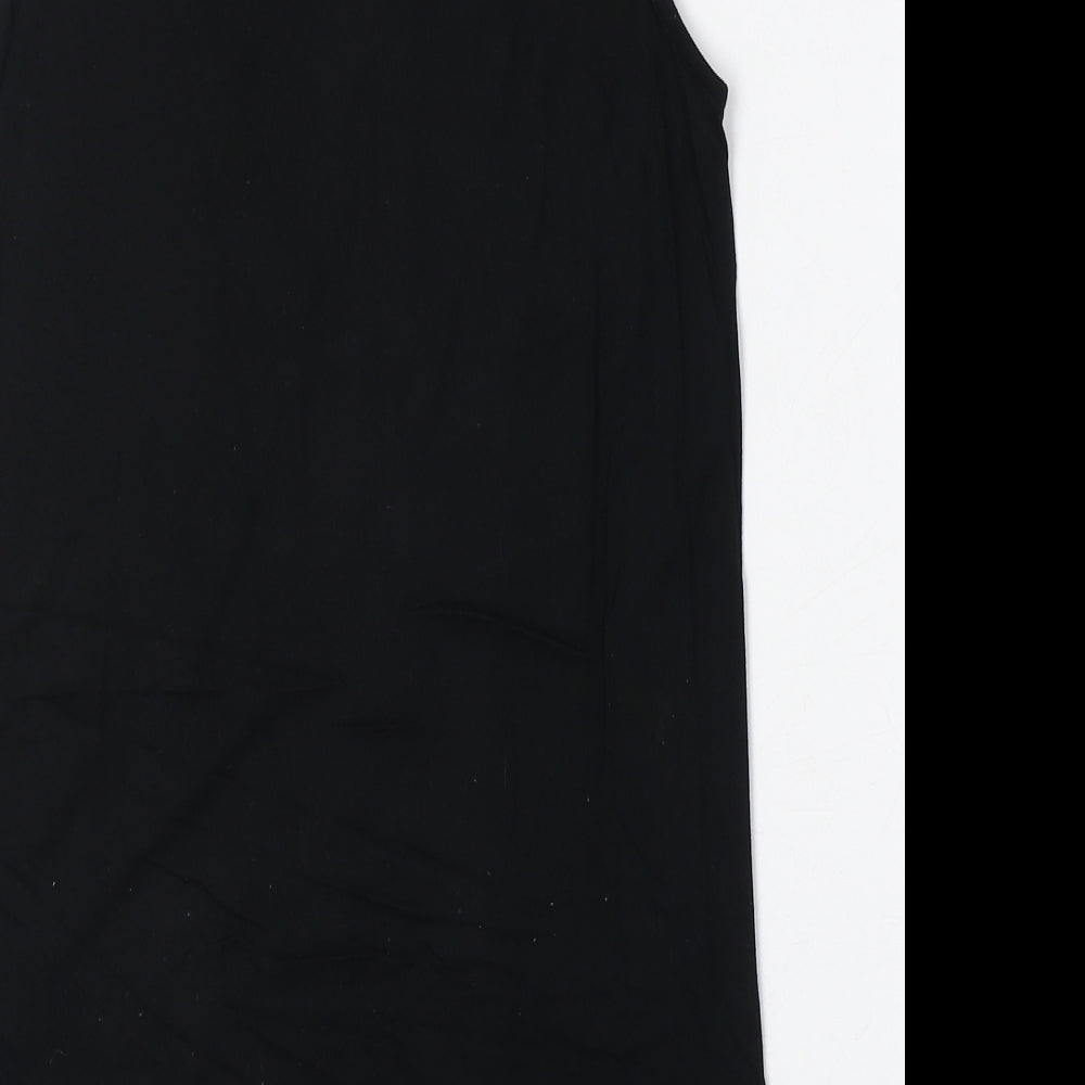 NEXT Womens Black Viscose Basic Tank Size 8 Round Neck - Lace Details
