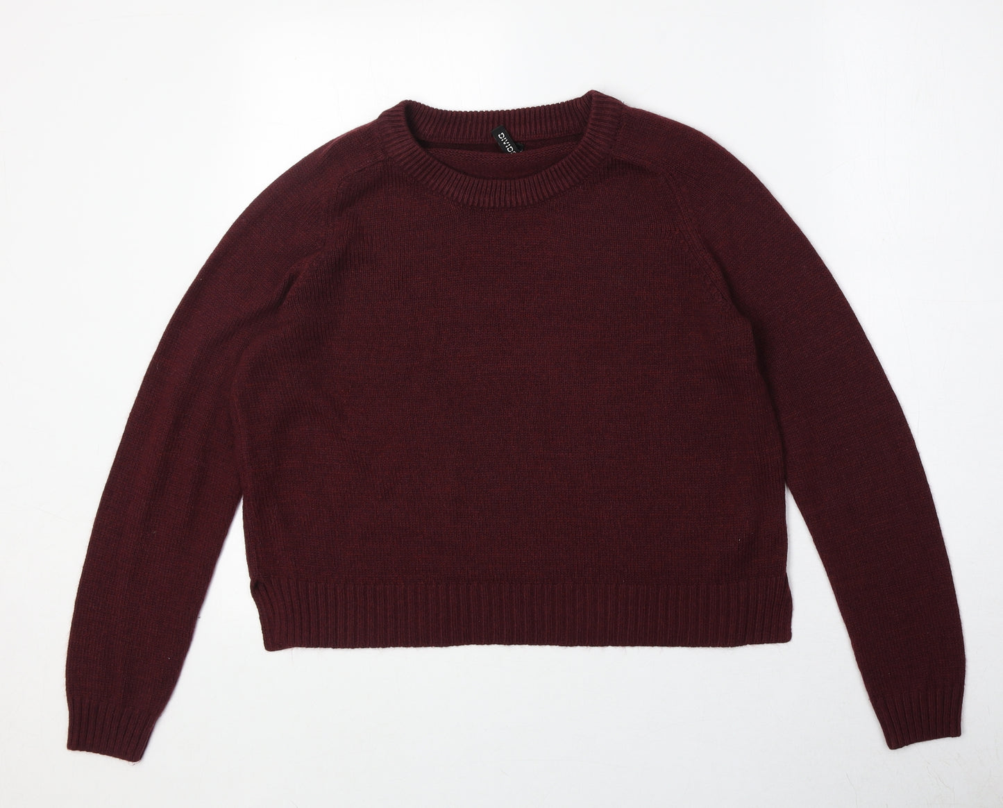 Divided by H&M Womens Red Round Neck Acrylic Pullover Jumper Size M