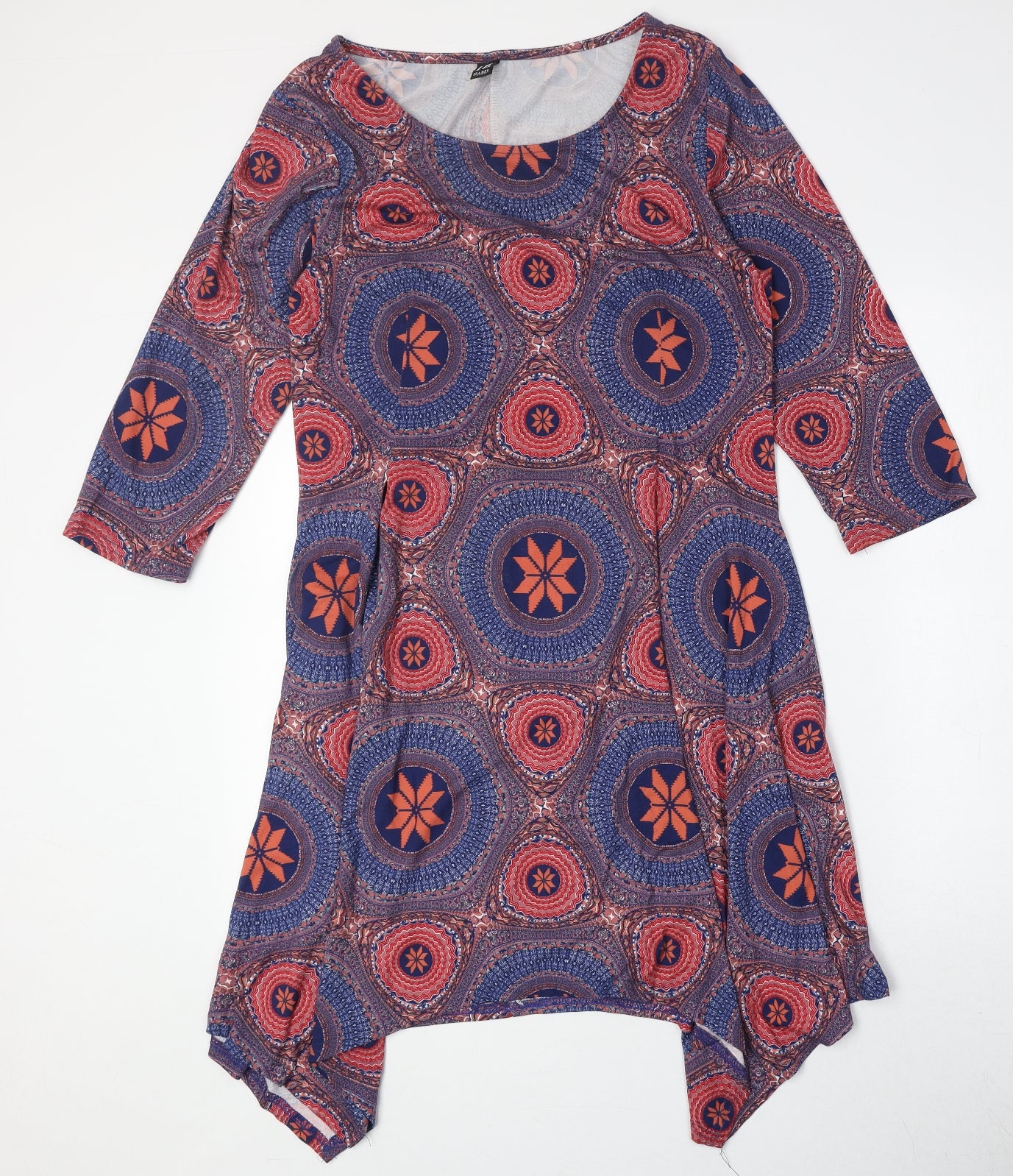 Izabel Womens Multicoloured Geometric Polyester Trapeze & Swing Size 14 Round Neck Pullover