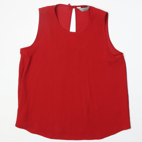 Dorothy Perkins Womens Red Polyester Basic Tank Size 10 Scoop Neck