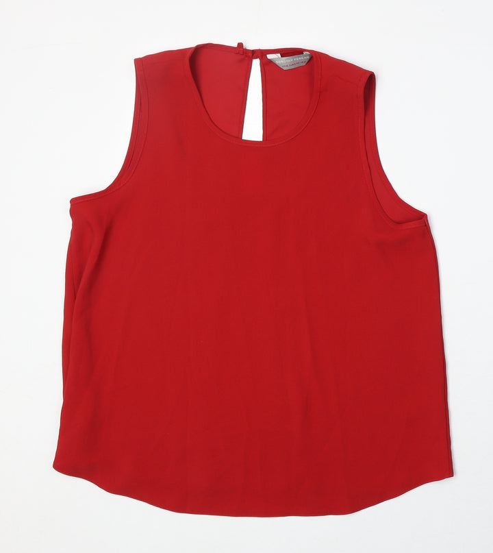 Dorothy Perkins Womens Red Polyester Basic Tank Size 10 Scoop Neck