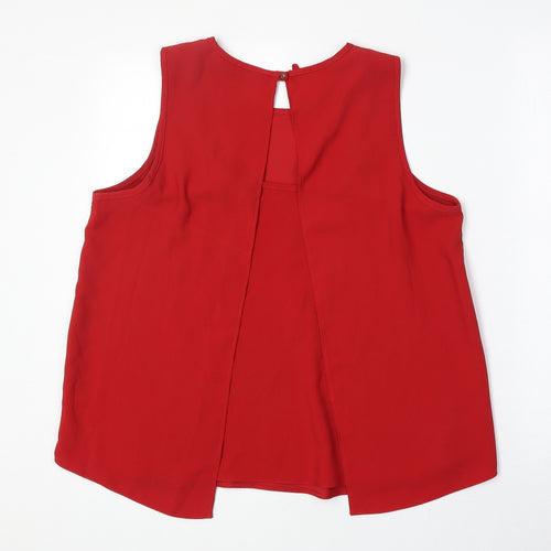 Dorothy Perkins Womens Red Polyester Basic Tank Size 10 Scoop Neck