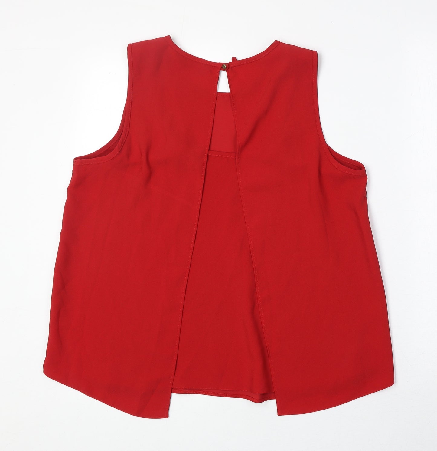Dorothy Perkins Womens Red Polyester Basic Tank Size 10 Scoop Neck