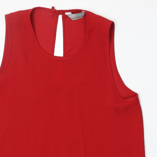 Dorothy Perkins Womens Red Polyester Basic Tank Size 10 Scoop Neck
