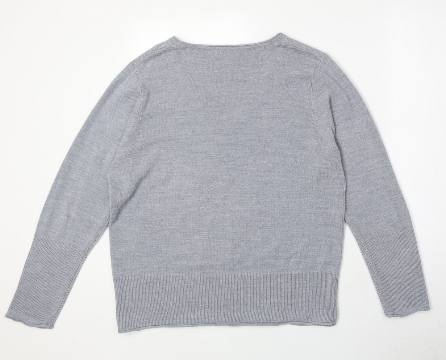 Marks and Spencer Womens Blue V-Neck Acrylic Pullover Jumper Size 18