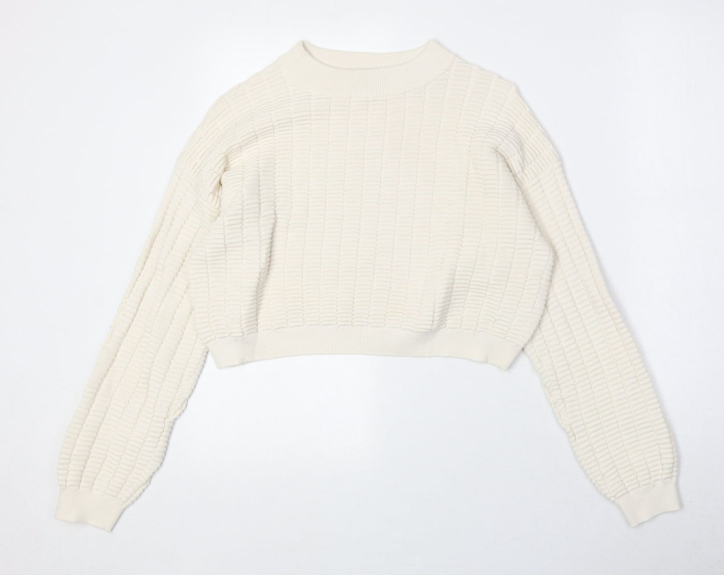 Topshop Womens Ivory Round Neck Cotton Pullover Jumper Size 12