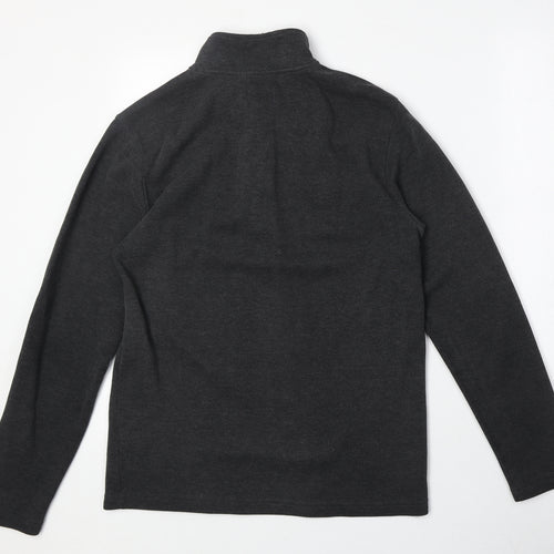 G2000 Mens Grey High Neck Cotton Henley Jumper Size M Long Sleeve