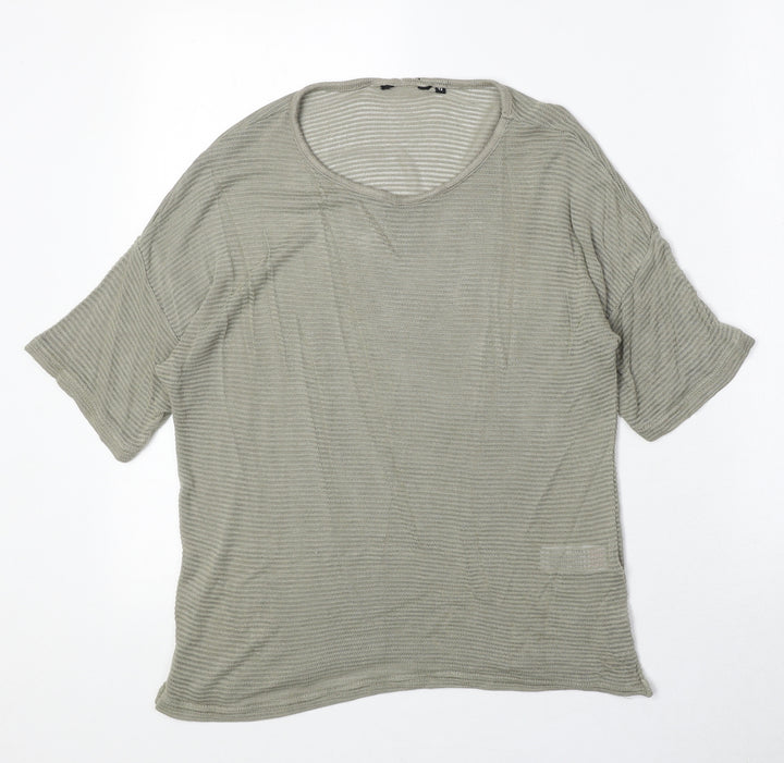 New Look Womens Green Polyester Basic T-Shirt Size 12 Round Neck