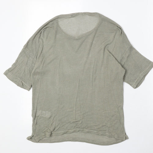 New Look Womens Green Polyester Basic T-Shirt Size 12 Round Neck