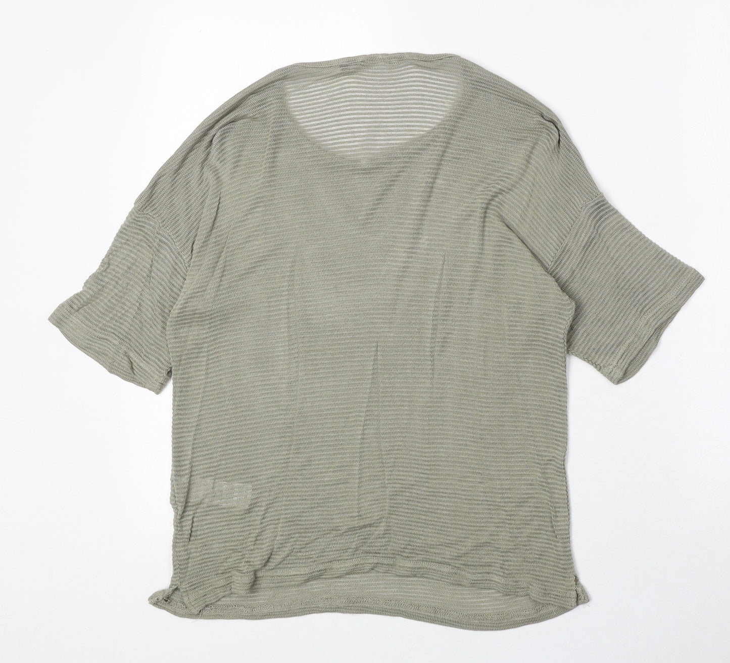 New Look Womens Green Polyester Basic T-Shirt Size 12 Round Neck