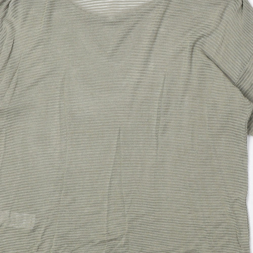 New Look Womens Green Polyester Basic T-Shirt Size 12 Round Neck