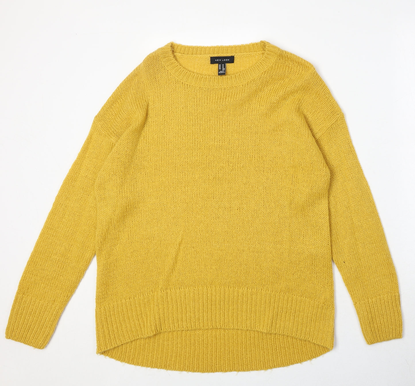 New Look Womens Yellow Round Neck Acrylic Pullover Jumper Size M