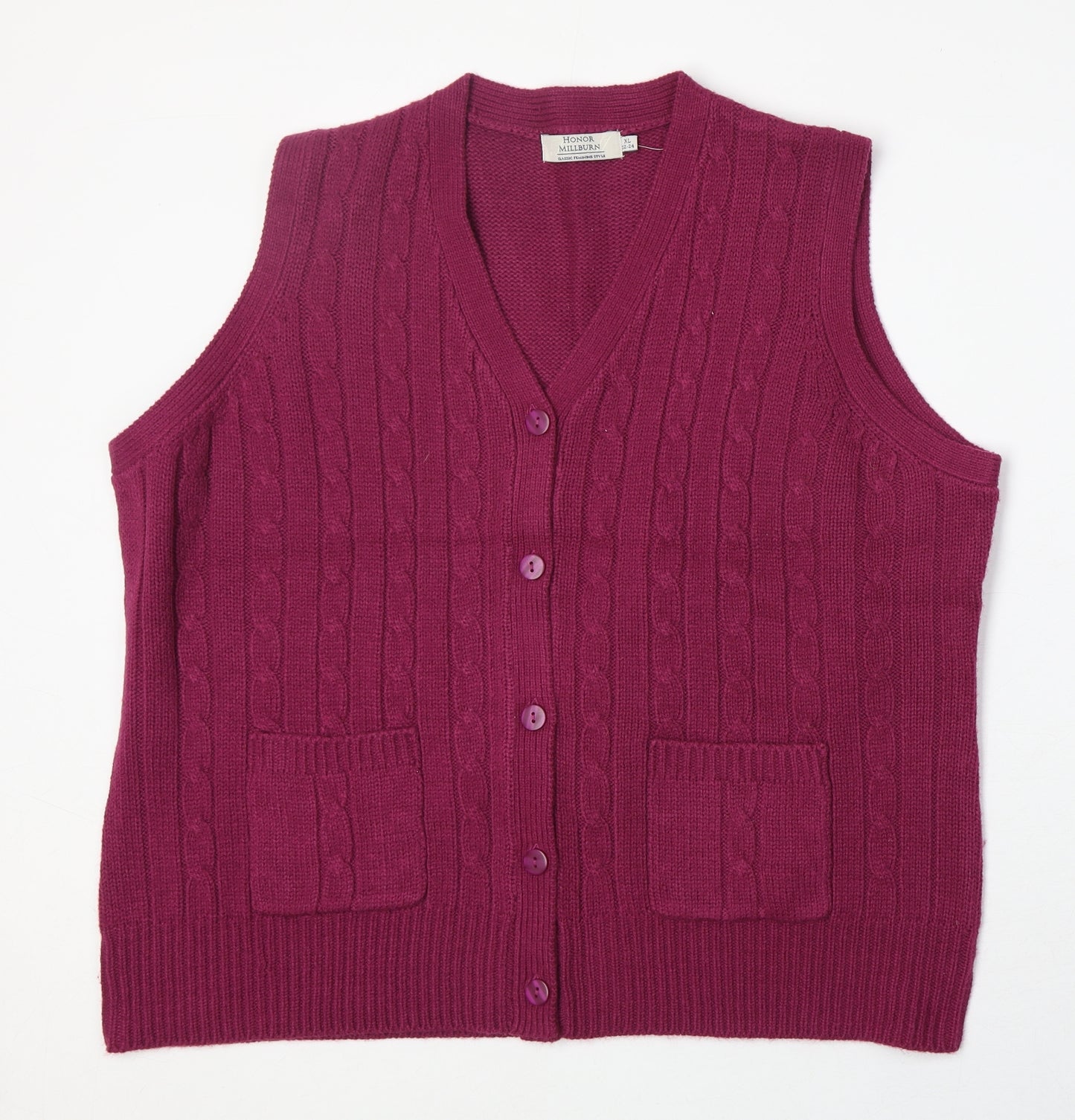 EWM Womens Pink V-Neck Acrylic Cardigan Jumper Size XL