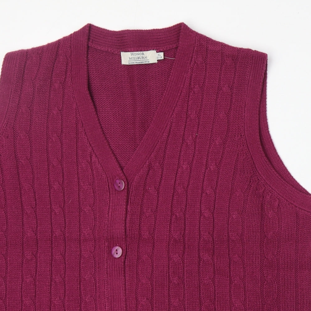 EWM Womens Pink V-Neck Acrylic Cardigan Jumper Size XL