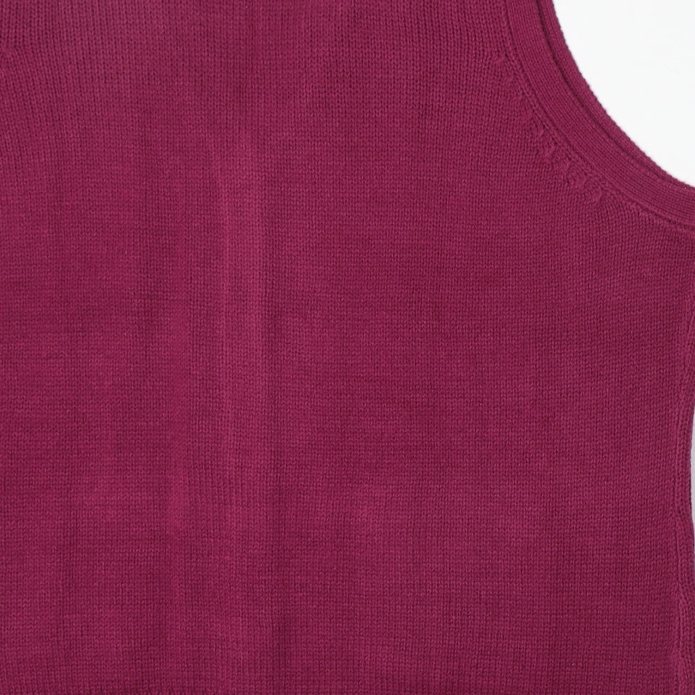 EWM Womens Pink V-Neck Acrylic Cardigan Jumper Size XL