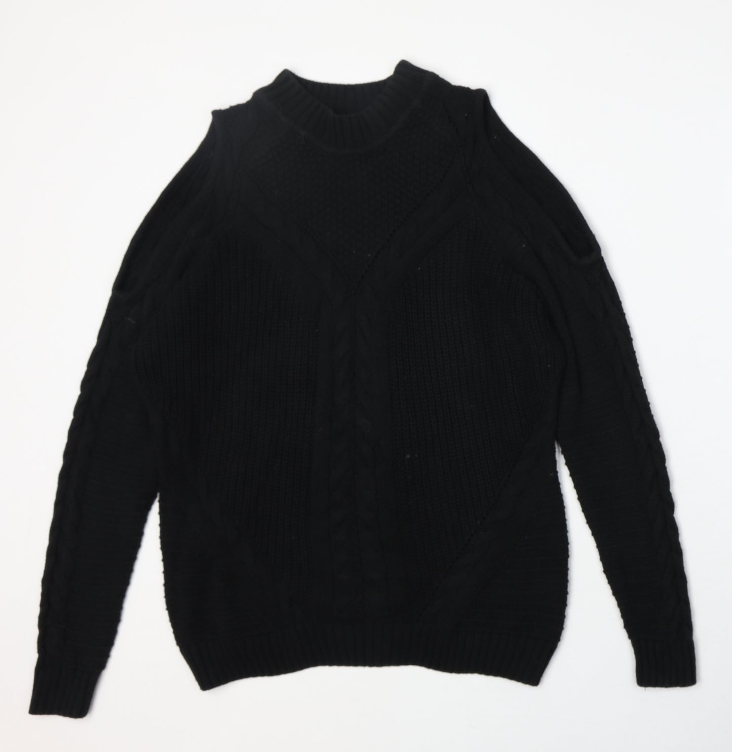 H&M Womens Black Round Neck Cotton Pullover Jumper Size M