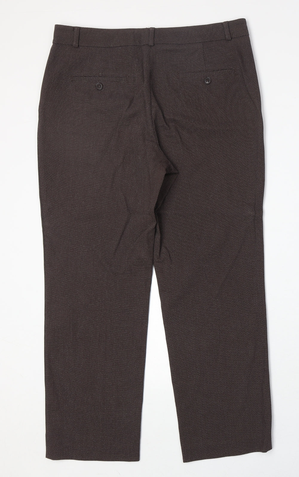 Marks and Spencer Womens Brown Geometric Polyester Trousers Size 12 Regular Zip
