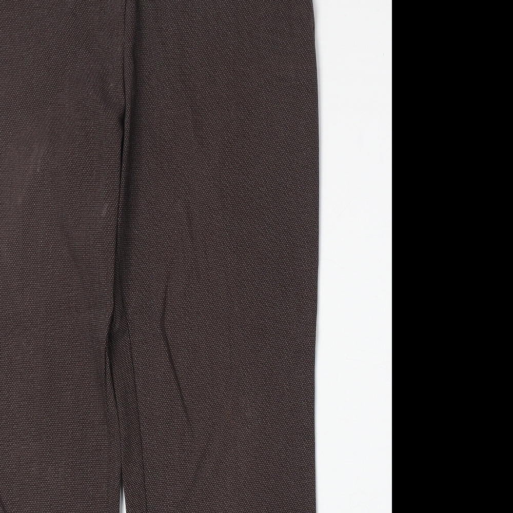 Marks and Spencer Womens Brown Geometric Polyester Trousers Size 12 Regular Zip