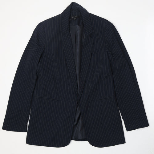 New Look Womens Blue Striped Polyester Jacket Suit Jacket Size 14