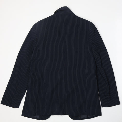 New Look Womens Blue Striped Polyester Jacket Suit Jacket Size 14