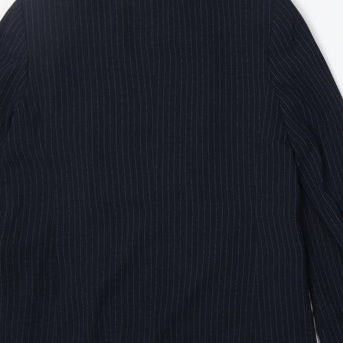 New Look Womens Blue Striped Polyester Jacket Suit Jacket Size 14