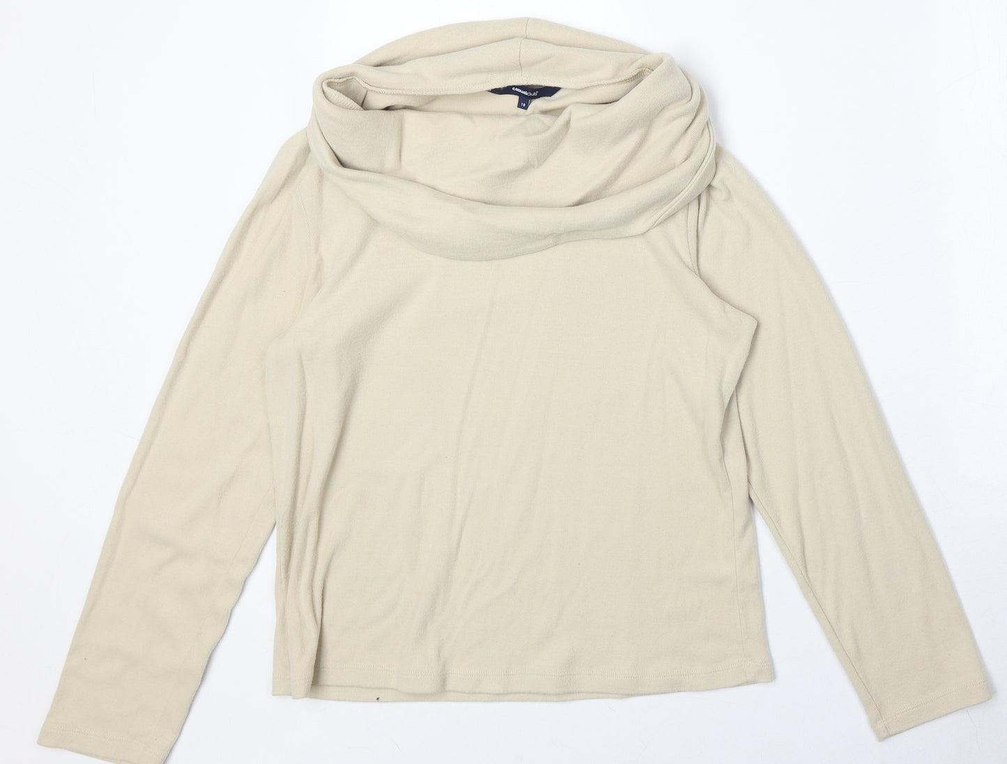 Casual Club Womens Beige Roll Neck Cotton Pullover Jumper Size 18