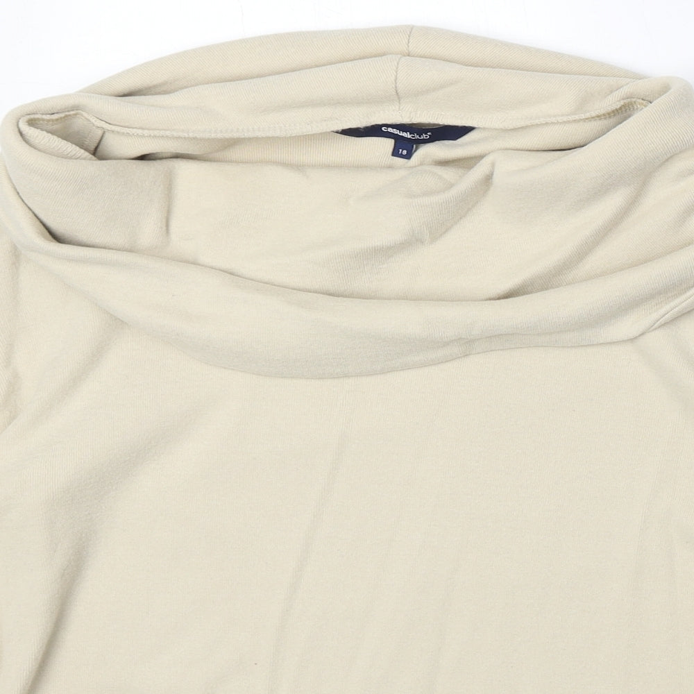 Casual Club Womens Beige Roll Neck Cotton Pullover Jumper Size 18