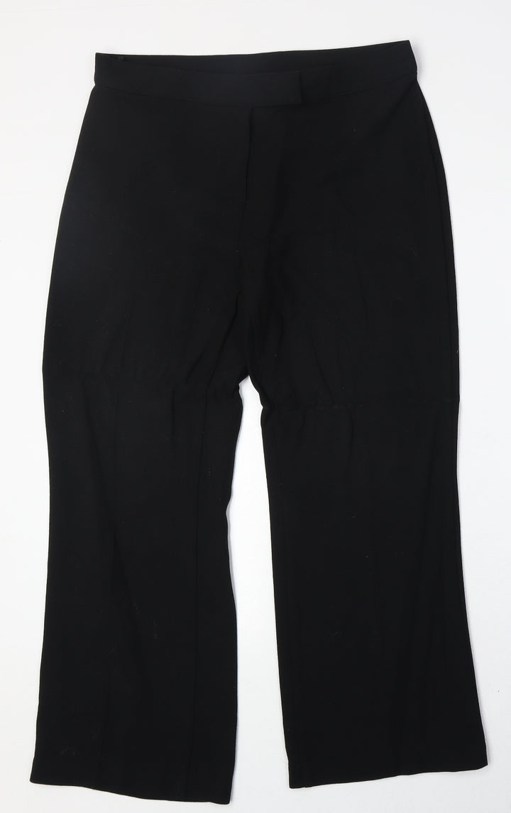 Marks and Spencer Womens Black Polyester Trousers Size 14 Regular Zip