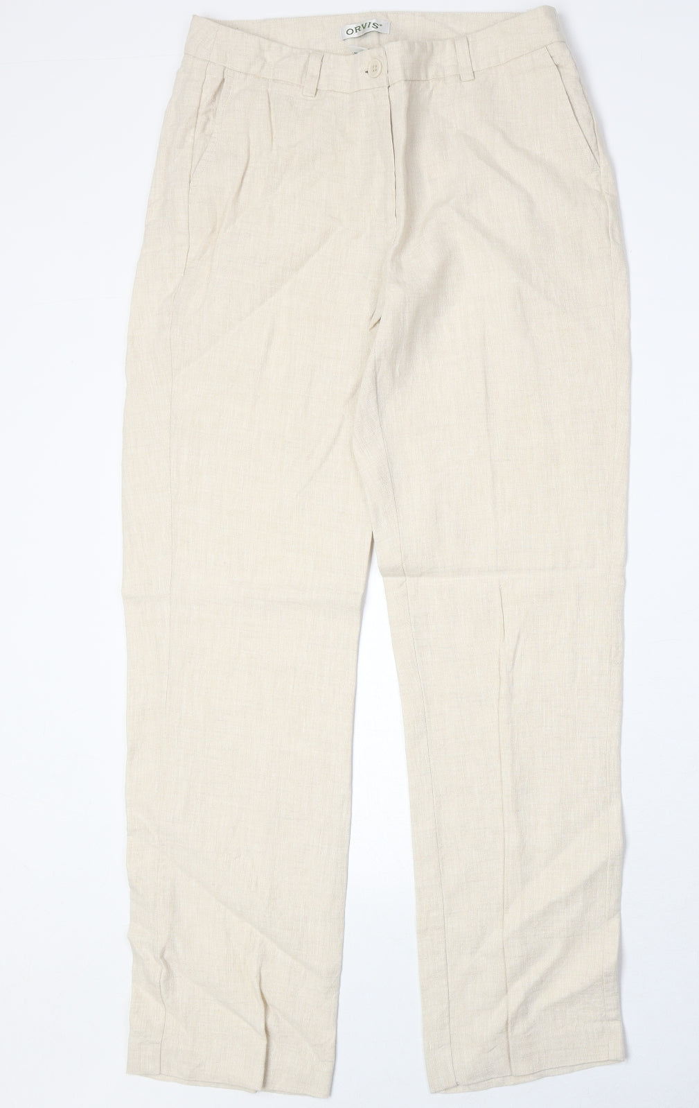 Orvis Womens Beige Linen Trousers Size 6 Regular Zip