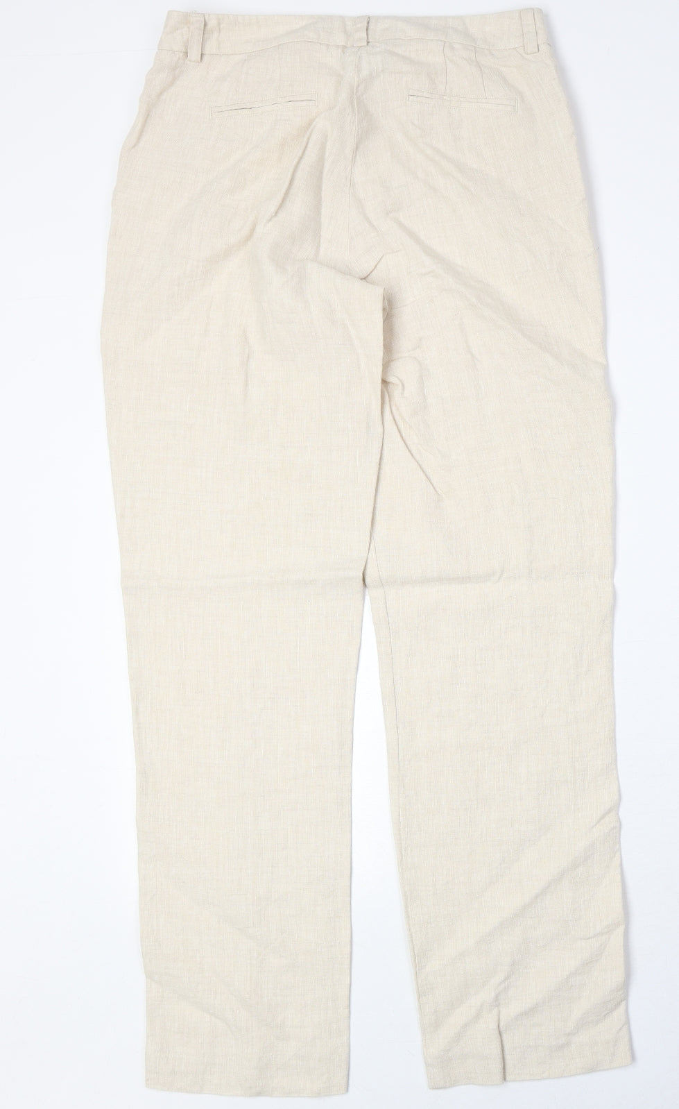 Orvis Womens Beige Linen Trousers Size 6 Regular Zip