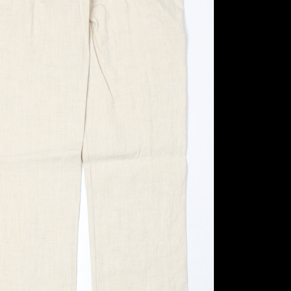Orvis Womens Beige Linen Trousers Size 6 Regular Zip