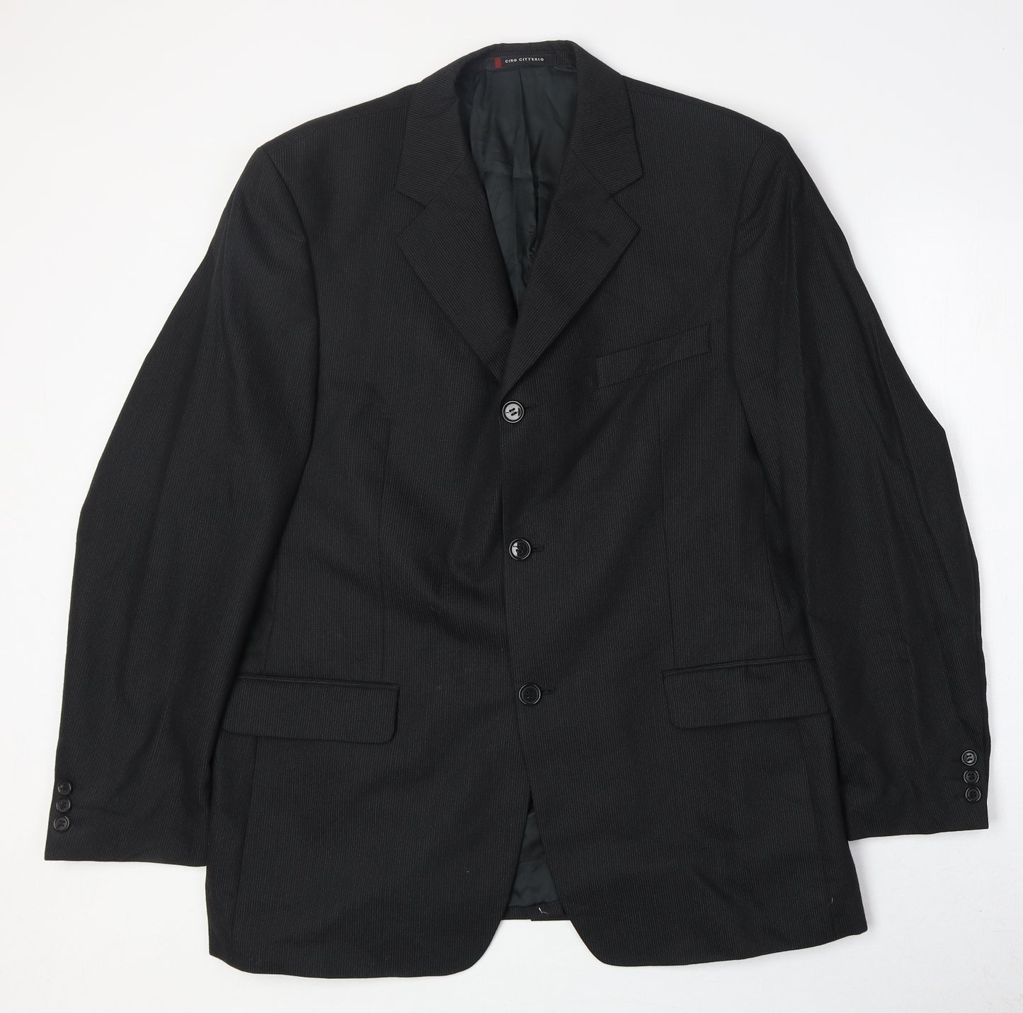 Ciro Citterio Mens Black Polyester Jacket Suit Jacket Size 42 Regular