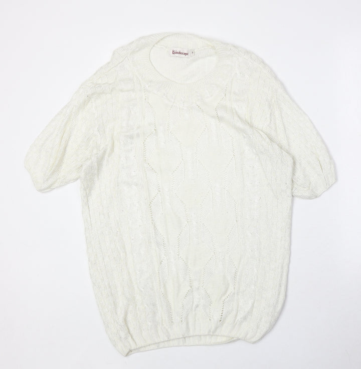 Kaleidoscope Womens Ivory Round Neck Viscose Pullover Jumper Size M