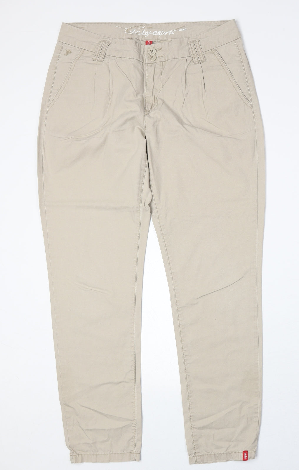 Esprit Womens Beige Cotton Trousers Size 8 Regular Zip