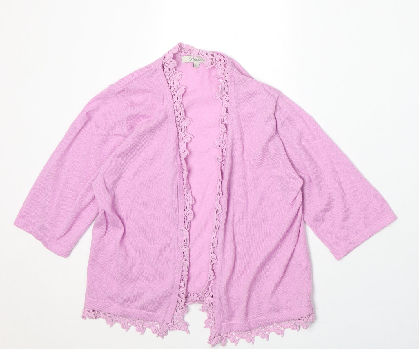 Peacocks Womens Purple V-Neck Cotton Cardigan Jumper Size 12