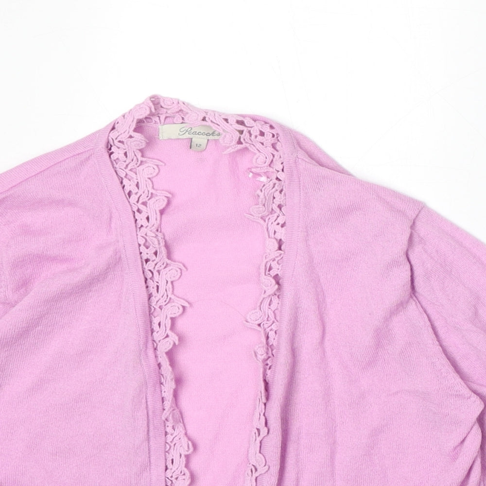 Peacocks Womens Purple V-Neck Cotton Cardigan Jumper Size 12