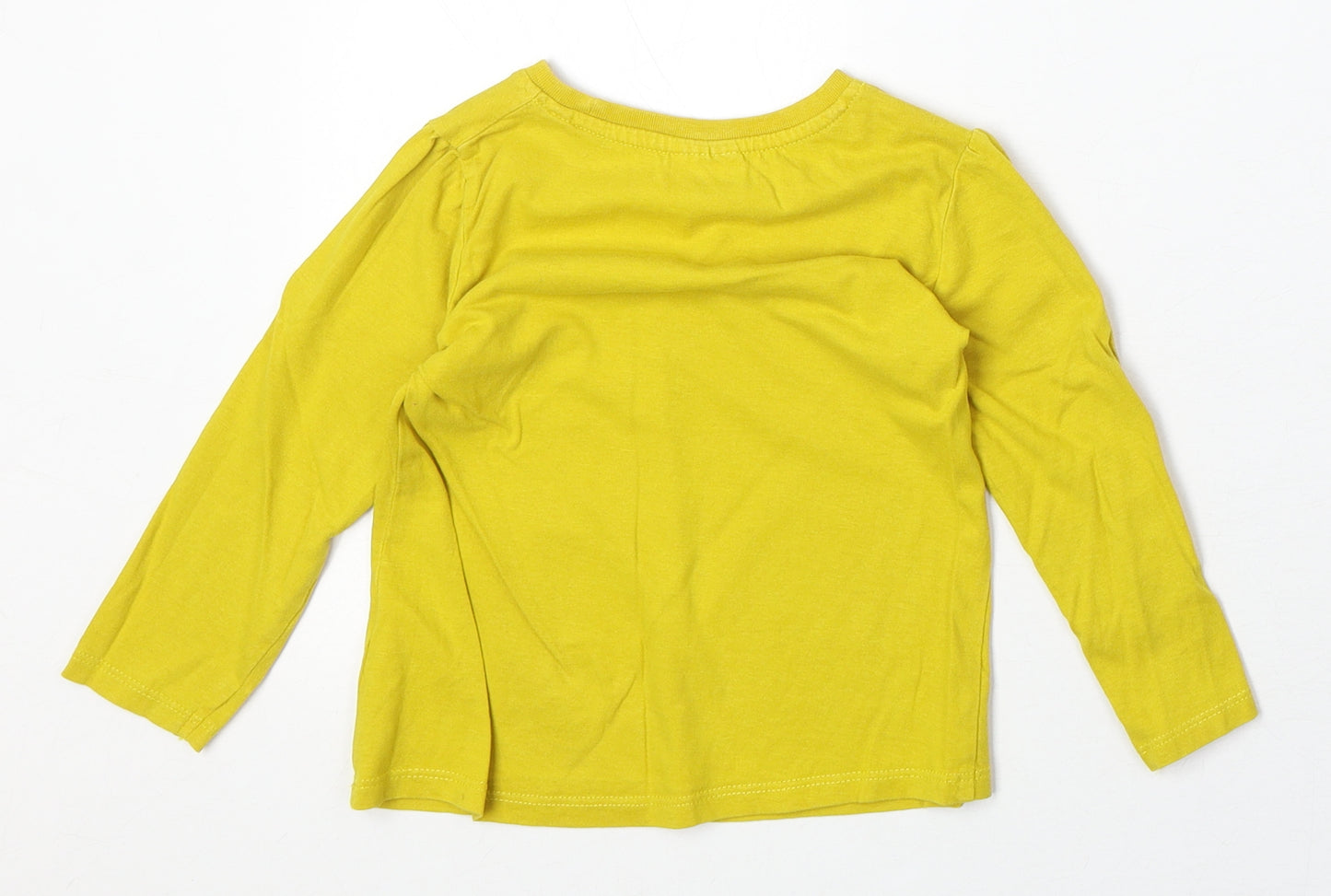 So Cute Girls Yellow 100% Cotton Pullover T-Shirt Size 2-3 Years Boat Neck Pullover - Paris Cats