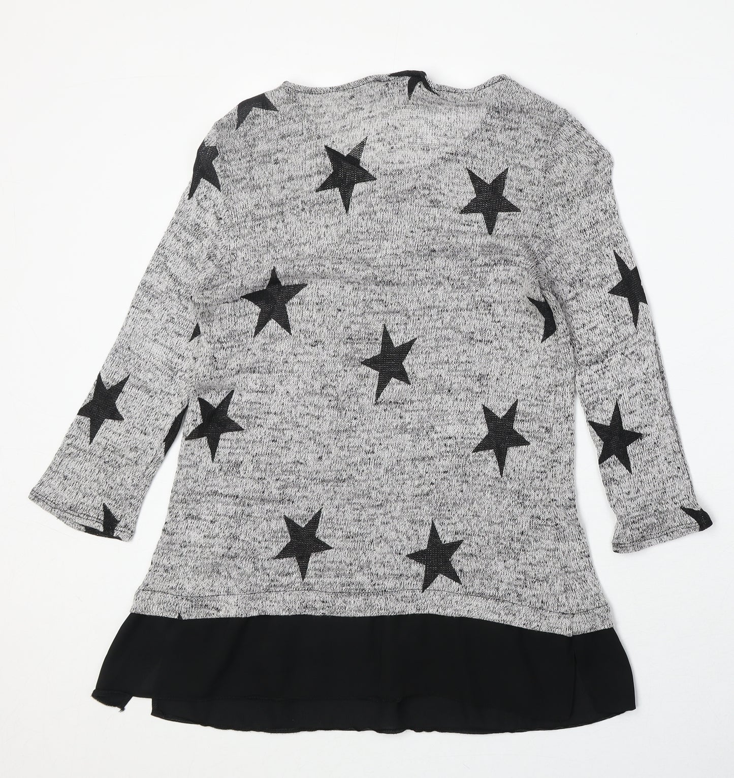 Wallis Womens Grey Round Neck Viscose Pullover Jumper Size M - Star Pattern