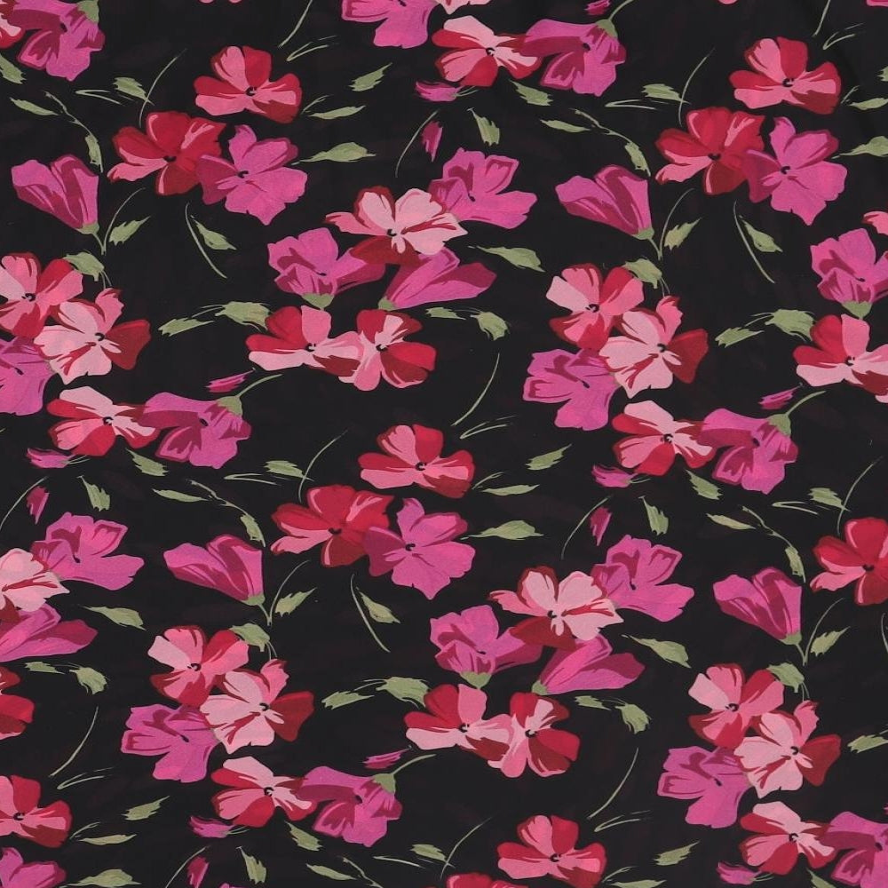 Wardrobe Womens Black Floral Polyester Swing Skirt Size 26