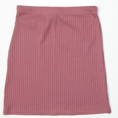 PRETTYLITTLETHING Womens Pink Polyester Bandage Skirt Size 8