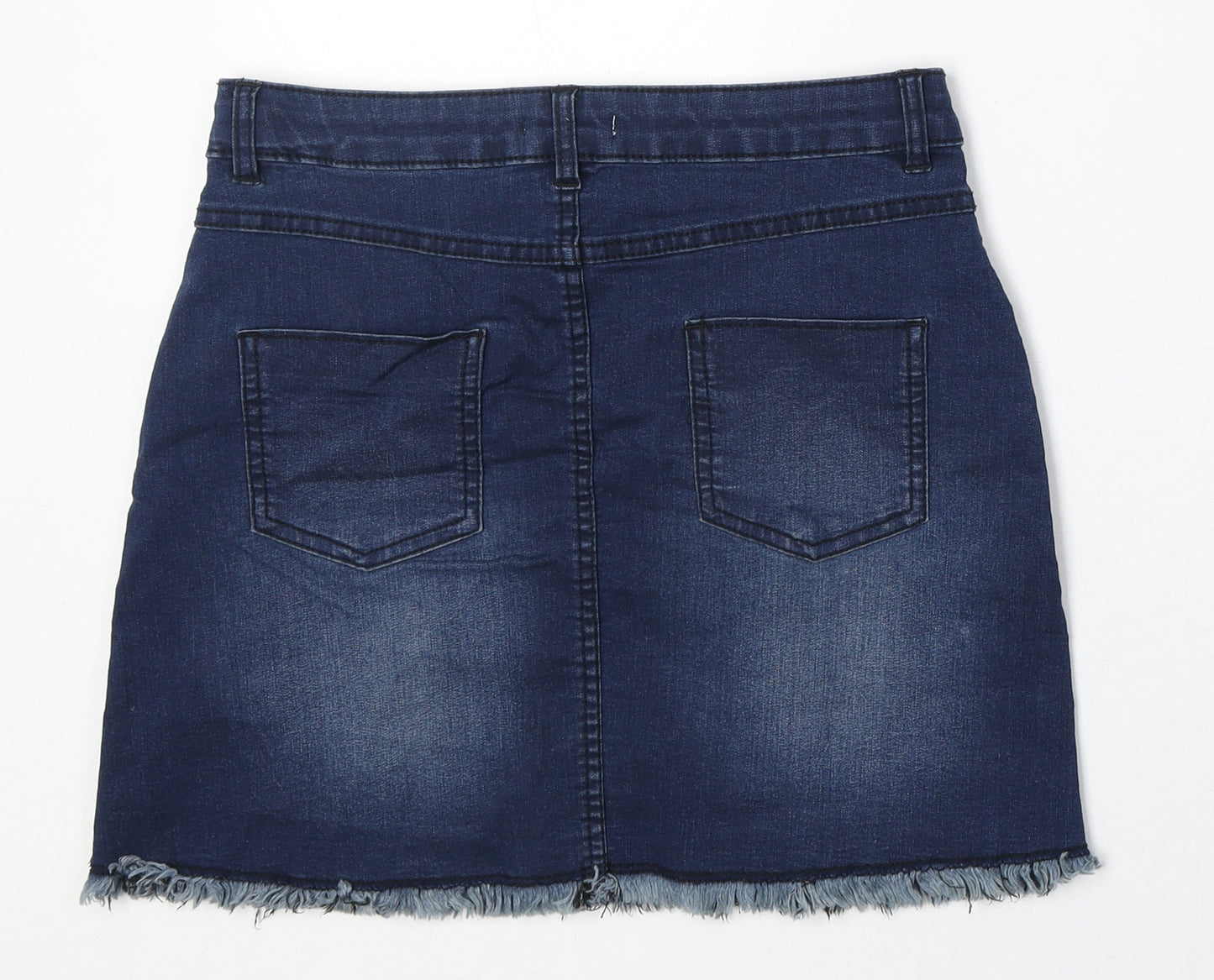 Debenhams Girls Blue Cotton Mini Skirt Size 12 Years Regular Zip - Lace Up Detail