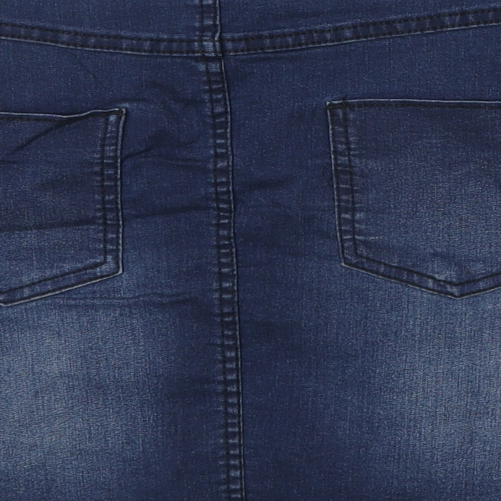 Debenhams Girls Blue Cotton Mini Skirt Size 12 Years Regular Zip - Lace Up Detail