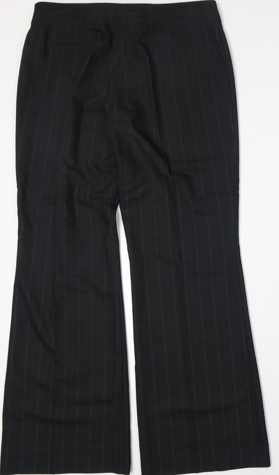 NEXT Womens Black Striped Polyester Dress Pants Trousers Size 14 Regular Zip