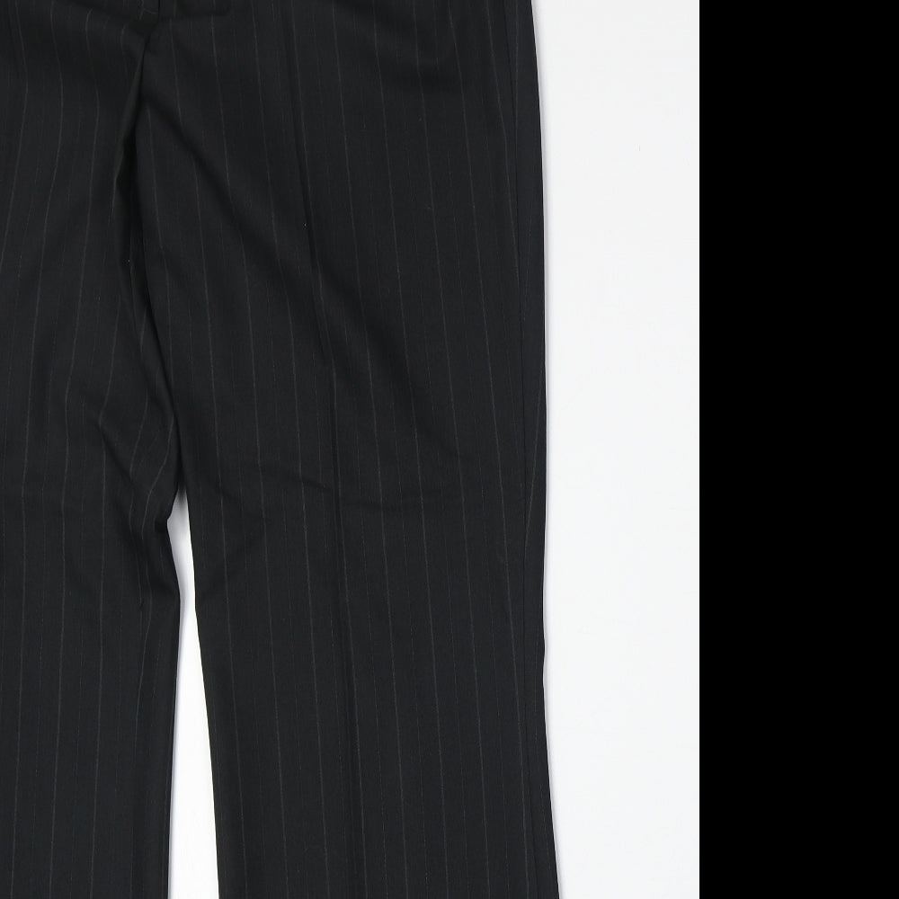 NEXT Womens Black Striped Polyester Dress Pants Trousers Size 14 Regular Zip