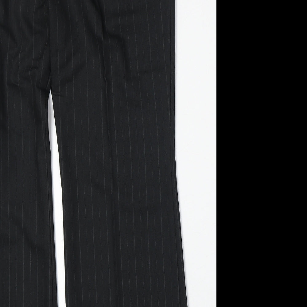 NEXT Womens Black Striped Polyester Dress Pants Trousers Size 14 Regular Zip