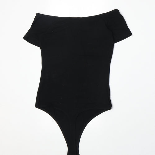 ASOS Womens Black Viscose Bodysuit One-Piece Size 6 Snap