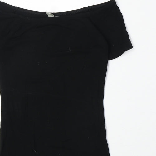 ASOS Womens Black Viscose Bodysuit One-Piece Size 6 Snap