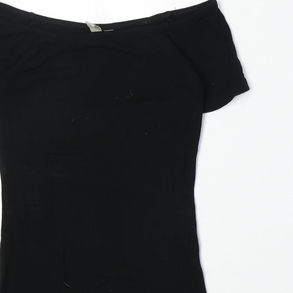 ASOS Womens Black Viscose Bodysuit One-Piece Size 6 Snap
